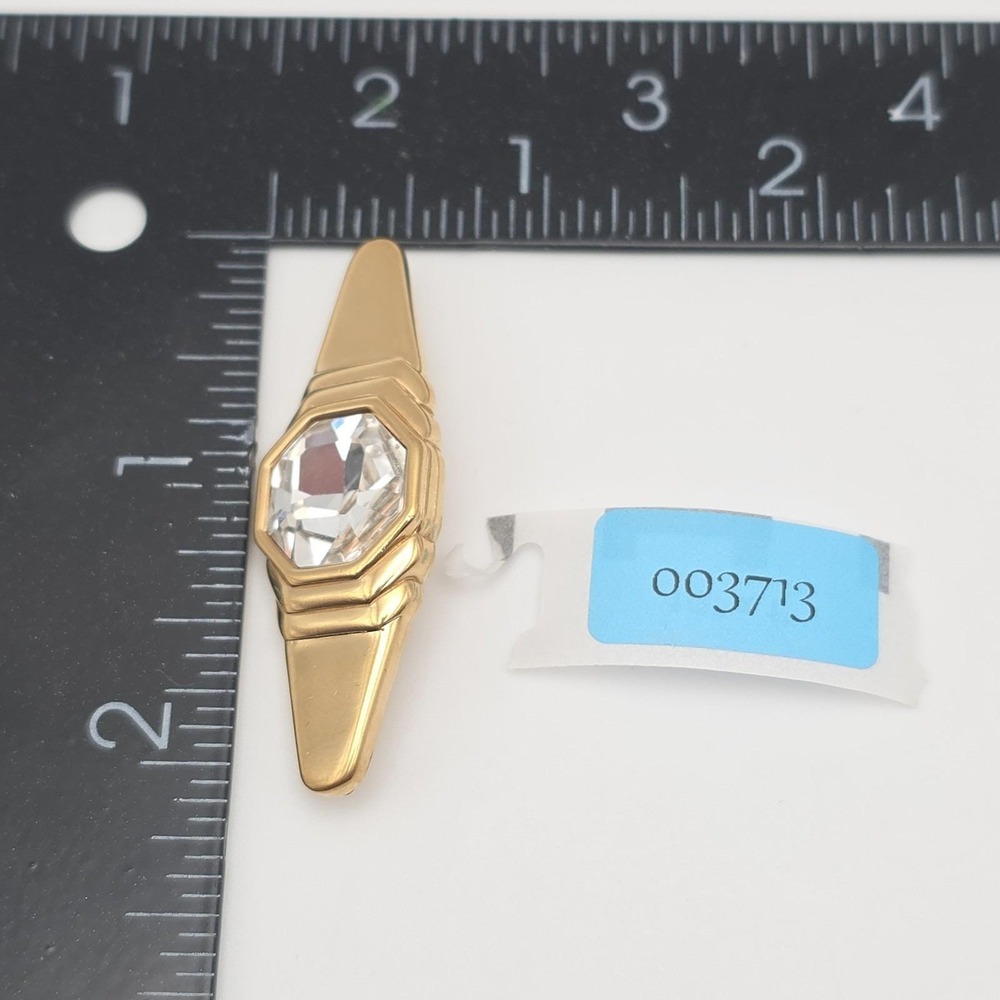 Vtg S.A.L. SWAROVSKI Brooch Lapel Pin Austrian Crystal Gold Plate 2" FREE $HIP!! - Picture 11 of 11
